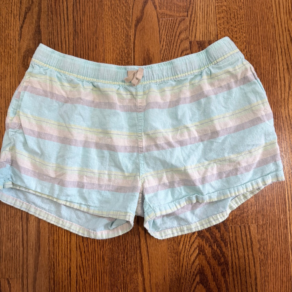 Patagonia Lightweight Soft Blue Tan Shorts Size Large